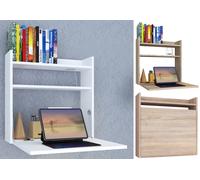 VCM Bureau suspendu pliable en bois Bureau mural Bureau informatique Tablette Dralis Bureau suspendu pliable en bois Bureau mural Bureau informatique Tablette Dralis Blanc