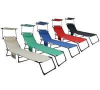 Vcm Chaise Longue De Jardin, Chaise Longue, Chaise Solaire, Chaise Longue Pliable, Pliante, Chaise Longue De Balcon, Toit Bleu