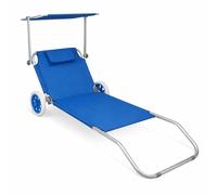 VCM Chaise Longue de Jardin Chaise Longue Pliable Pliable roulettes Chaise Longue de Plage Toit Chaise Longue de Jardin Chaise Longue Pliable Pliable roulettes Chaise Longue de Plage Toit Bleu