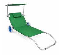 VCM Chaise Longue de Jardin Chaise Longue Pliable Pliable roulettes Chaise Longue de Plage Toit Chaise Longue de Jardin Chaise Longue Pliable Pliable roulettes Chaise Longue de Plage Toit Vert