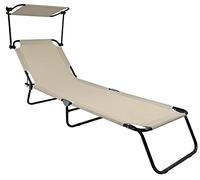 VCM Chaise Longue de Jardin Pliable - Solaire pour Balcon et Toit Crème