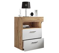 VCM Chevet Table d'appoint Tiroir Console Boxspring Table de Nuit Slepal L Chevet Table d'appoint Tiroir Console Boxspring Table de Nuit Slepal L Chêne Miel/Blanc