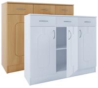Vcm Commode En Bois Sideboard Highboard Armoire Balia 3 Tiroirs Portes Battantes