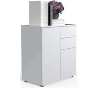 VCM Commode en Bois Sideboard Highboard Armoire Dalosa 4 tiroirs Portes battantes Commode en Bois Sideboard Highboard Armoire Dalosa 4 tiroirs Portes battantes Blanc
