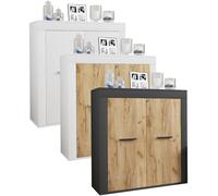 VCM Commode en bois Sideboard Highboard Armoire Usilo 2 portes battantes Commode en bois Sideboard Highboard Armoire Usilo 2 portes battantes Blanc