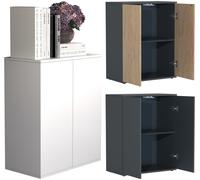 VCM Commode en Bois Sideboard Highboard Armoire Dalosa 2 Portes battantes Commode en Bois Sideboard Highboard Buffet Armoire Dalosa 2 Portes battantes Gris