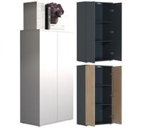 VCM Commode en bois Sideboard Highboard Buffet Armoire Dalosa 3 portes battantes Commode en bois Sideboard Highboard Buffet Armoire Dalosa 3 portes battantes Gris