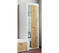 VCM Commode en Bois Sideboard Highboard Vitrine Salon Armoire Usilo Porte pivotante Verre Commode en Bois Sideboard Highboard Vitrine Salon Armoire Usilo Porte pivotante Verre Blanc/Chêne Miel