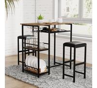 VCM Ensemble 3 pièces Table de bar Dimensions de la table : env. H 93 x L 90 x P 50 cm Dimensions de chaque tabouret de bar : env. H 65 x L 30 x P 25 cm Table de bistrot et tabourets - Kolari