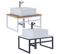 VCM Ensemble de meuble de salle de bain 2 pièces avec lavabo, style industriel, bois et métal, Bitila 60