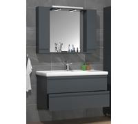 Vcm Ensemble De Meubles De Salle De Bains 3-Pièces Lavabo 100 Cm Lavabo Sans Poignée Tiroir Armoire De Toilette Silora Xl