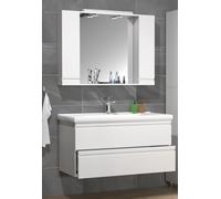 Vcm Ensemble De Meubles De Salle De Bains 3-Pièces Lavabo 100 Cm Lavabo Sans Poignée Tiroir Armoire De Toilette Silora Xl
