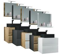VCM Ensemble de meubles de salle de bains 3-pièces lavabo Lendas BL largeur 60 cm M tiroir Brun