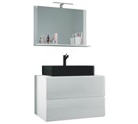 VCM Ensemble de Meubles de Salle de Bains 3-pièces lavabo Lendas BL Largeur 80 cm M Tiroir Blanc