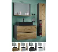 VCM Ensemble de meubles de salle de bains 4-pièces lavabo Lendas-BL largeur 80 cm L tiroir Gris