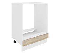 VCM Esilo Armoire à Four, Largeur : 60 cm, Meuble pour cuisinière, Four, Blanc/chêne Sonoma