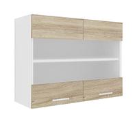 VCM Esilo Armoire de Cuisine Suspendue - Dimensions : Environ 60 x 80 x 31 cm (H x l x P) - Armoire Suspendue avec Deux Compartiments - Armoire de Cuisine avec Verre - Meuble de Cuisine - Esilo