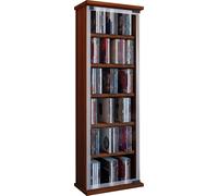 VCM Etagère CD en bois | Armoire CD avec portes en verre de sécurité ESG pour 204 CD ou 72 DVD | Dimensions : H. 92 x L. 31 x P. 18 cm | Etagère Blu ray | Etagère CD - Classic