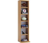VCM étagère en bois debout | armoire CD peu encombrante pour 102 CD ou 36 DVD | Dimensions : H. 92 x L. 21 x P. 20 cm | Etagère DVD élégante debout | Etagère Blu-Ray | Etagère CD - Elementa