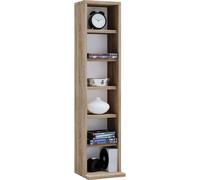 VCM étagère en bois debout | armoire CD peu encombrante pour 102 CD ou 36 DVD | Dimensions : H. 92 x L. 21 x P. 20 cm | Etagère DVD élégante debout | Etagère Blu-Ray | Etagère CD - Elementa