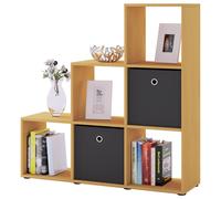 VCM Etagère en bois debout | Etagère peu encombrante | Dimensions : H. 105 x L. 108 x P. 29 cm | Etagère élégante debout | Etagère de rangement | Bibliothèque | Séparation de pièce- Nitas
