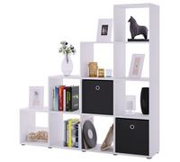 VCM Etagère en bois debout | Etagère peu encombrante | Dimensions : H. 139 x L. 143 x P. 29 cm | Etagère élégante debout | Etagère de rangement | Bibliothèque | Etagère d'escalier - Napoli