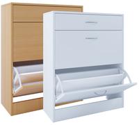 Vcm Étagère En Bois Kipper Étagère À Chaussures Armoire À Chaussures Basculement De Chaussures 2 Abattants Tablette Balia
