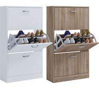 Vcm Étagère En Bois Kipper Étagère À Chaussures Armoire À Chaussures Basculement De Chaussures 3 Abattants Sipos L