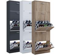 Vcm Étagère En Bois Kipper Étagère À Chaussures Armoire À Chaussures Basculement De Chaussures 5 Abattants Sipos Xl