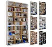 VCM Étagère en bois pour CD et DVD Étagère à livres Étagère à médias Séparateur de pièce Étagère décorative Megosa XL Gris