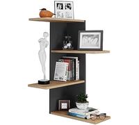 VCM Étagère Murale en Bois Étagère Suspendue Étagère d'angle Étagère Murale Balos Étagère Murale en Bois Étagère Suspendue Étagère d'angle Étagère Murale Balos Noir/Chêne Miel