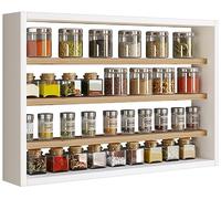 VCM Étagère murale en bois Tableau mural Cuisine Épices Cuisine Collectionneur Vitrine Esaldi M Blanc/Chêne miel