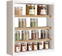 VCM Étagère murale en bois Tableau mural Cuisine Épices Cuisine Collectionneur Vitrine Esaldi S Blanc/Chêne miel