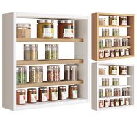 VCM Étagère murale en bois Tableau mural Cuisine Épices Cuisine Collectionneur Vitrine Esaldi S Blanc/Chêne miel