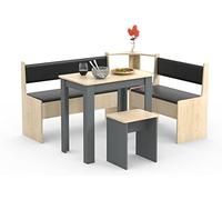 VCM Groupe de bancs d'angle Groupe de sièges de cuisine Banc Table Tabouret Esal Mini Groupe de bancs d'angle Groupe de sièges de cuisine Banc Table Tabouret Esal Mini Gris