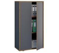 VCM Holz Büroschrank Ordner Aktenschrank Büromöbel Schrank Salia 3-fach Breite 60 cm Drehtüren Anthracite