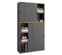 VCM Holz Büroschrank Ordner Aktenschrank Büromöbel Schrank Salia 5-fach Breite 100 cm Schiebetüren Anthracite