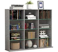 VCM Holz CD DVD Standregal Bücherregal Raumteiler Deko Regal Glas Zilas L Aspect béton