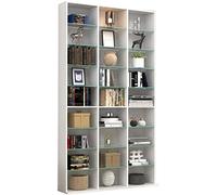 VCM Holz CD DVD Standregal Bücherregal Raumteiler Deko Regal Glas Zilas XL Blanc