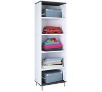VCM Holz Regal | 5 Fächer | Maße: H. 240 x B. 70 x T. 39 cm | Schuhregal | Mehrzweckschrank | - Landos Weiß/Anthrazit