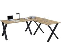 VCM Holz Schreibtisch | Eckschreibtisch Schlicht | 190x130 | L Form Links Oder rechts | Arbeitstisch Platte 50 cm tief | Computertisch Büromöbel - Lona X Schwarz/Honig-Eiche