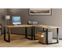 VCM Holz Schreibtisch | Eckschreibtisch Schlicht | 220x190 | L Form Links Oder rechts | Arbeitstisch Platte 80 cm tief | Computertisch Büromöbel - Lona U Schwarz/Honig-Eiche