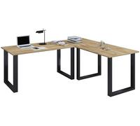 VCM Holz Schreibtisch | Eckschreibtisch Schlicht | 220x220 | L Form Links Oder rechts | Arbeitstisch Platte 80 cm tief | Computertisch Büromöbel - Lona U Schwarz/Honig-Eiche