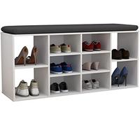 VCM Holz Schuhregal | Maße ca. H. 50 x B. 104 x T. 30 cm | Schuhkommode mit 10 Fächer | Schuhschrank - Hinsol S Blanc