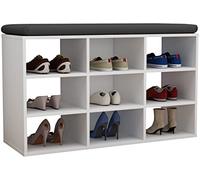 VCM Holz Schuhregal | Maße ca. H. 50 x B. 80 x T. 30 cm | Schuhkommode mit 9 Fächer | Schuhschrank - Hinsol XS Blanc