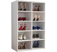 VCM Holz Schuhregal | Maße ca. H. 84 x B. 55 x T. 30 cm | Schuhkommode mit 10 Fächer | Schuhschrank - Hinsol M Blanc