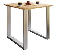 VCM Holzesstisch | H. 76 x B. 80 x T. 80 cm|hochwertiges und massives Fußgestell | Füße aus Eisen | Küchentisch - Xona U Blanc/Blanc