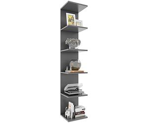 VCM Holzregal hängend | platzsparendes Regal | Maße: H. 180 x B. 35 x T. 30 cm | Elegantes Regal hängend | Aufbewahrungsregal | Bücherregal | Wandboard - Lazas Anthracite