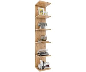 VCM Holzregal hängend | platzsparendes Regal | Maße: H. 180 x B. 35 x T. 30 cm | Elegantes Regal hängend | Aufbewahrungsregal | Bücherregal | Wandboard - Lazas Chêne Miel