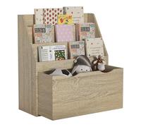 VCM Holzregal mit Rollen Schublade | platzsparendes Kinder Regal | Maße: H. 80 x B. 73 x T. 30 cm | Elegantes Regal stehend | Aufbewahrungsbox | Bücherregal | Aufbewahrungsregal - Besira L Honig-Eiche